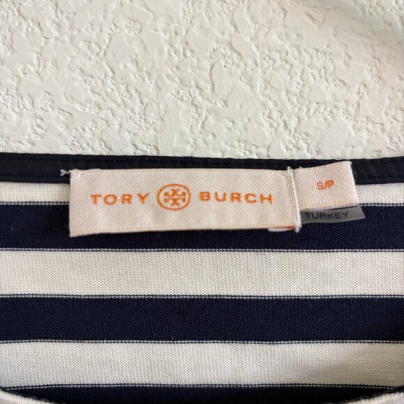 Tory Burch Stripe Top Womens S/P Navy White Cotton Boxy Style - Picture 7 of 12